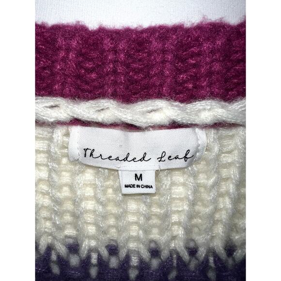 Threaded Leaf Sweater Women’s Medium Multicolor Long Sleeve 100% Polyester - Picture 3 of 6